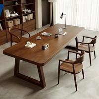 Table de salle à manger, bureau d'étude, bureau de lecture, poste de travail à domicile, meubles en bois massif couleur noyer américain DISHI