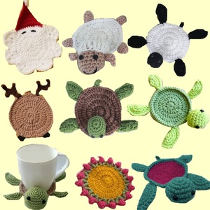 Nouveau dessous-de-verre transfrontalier en forme de tortue, résistant à la chaleur, fait main, tricoté au crochet, motif dessin animé multicolore, pour tasses et assiettes - Product Image 1