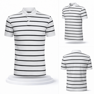Camiseta Polo Clásica a Rayas para Hombre con Logotipo Bordado Personalizado, Transpirable, de Manga Corta, Informal, para Golf, al por Mayor - Product Image 1