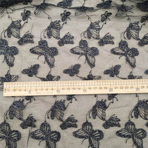 Tela de Encaje de Malla Bordada con Flores de Estilo Vintage Negro de Lujo para Vestidos, Ropa, Textiles para el Hogar, Bodas Sexys - Product Image 4