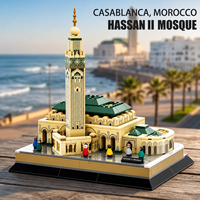 Wange 4231 Mosquée Hassan II MOC Blocs de Construction Vue sur la Rue Maroc Monument Architectural Modèle Briques Éducatives pour Enfants