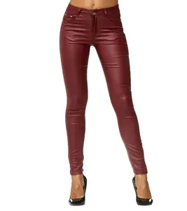 2023 tendances de la mode femmes Faux cuir pantalon dames Sexy maigre solide coupe ajustée en cuir PU pantalon femme Leggings Push Up pantalon