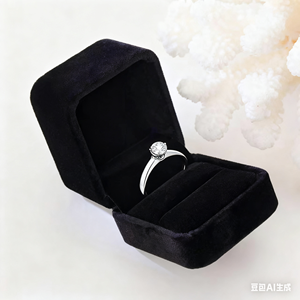 Caja de anillo cuadrada moderna de fábrica de embalaje YISHANG, caja de joyería de lujo negra con terciopelo genuino para almacenar caja de anillo, caja de joyería - Product Image 3