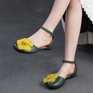 Summer new style baggy <b>flat</b>-soled elegant flowered sandals Retro fashionable ideal for all occasions versatile women's shoes - Product Image 4