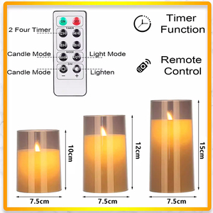 Electronic Candles <b>Light</b> Flameless Remote <b>Timer</b> Flickering Lamp Clear Acrylic Glass Battery Powered Wedding Party Christmas - Product Image 3