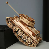 Puzzle 3D en bois DIY en gros, Char moyen de la Seconde Guerre mondiale, Puzzles 3D en bois pour adultes, Modèle artisanal de véhicule militaire blindé