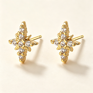 Pendientes de Estrella Pequeña con Circonita Cúbica y Baño de Oro de 18k, Diseño Moderno - Product Image 1
