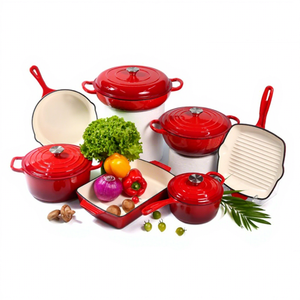 Juego de ollas de siete piezas esmaltadas, incluye olla para sopa, olla para guisos, sartén, bandeja para hornear, diseño moderno, utensilios de cocina universales para el hogar. - Product Image 3