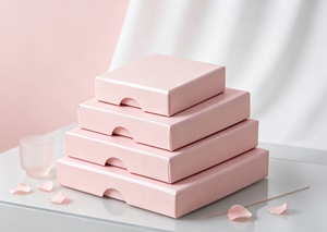 Light pink Pearlescent High-End Cardboard Magnetic Closure Sliding Jewelry Boxes Integrated Foldable Structure Crescent Cutout - Product Image 6