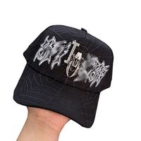 Casquette de baseball noire personnalisée à 5 panneaux avec doublure en satin et logo brodé Porto Rico