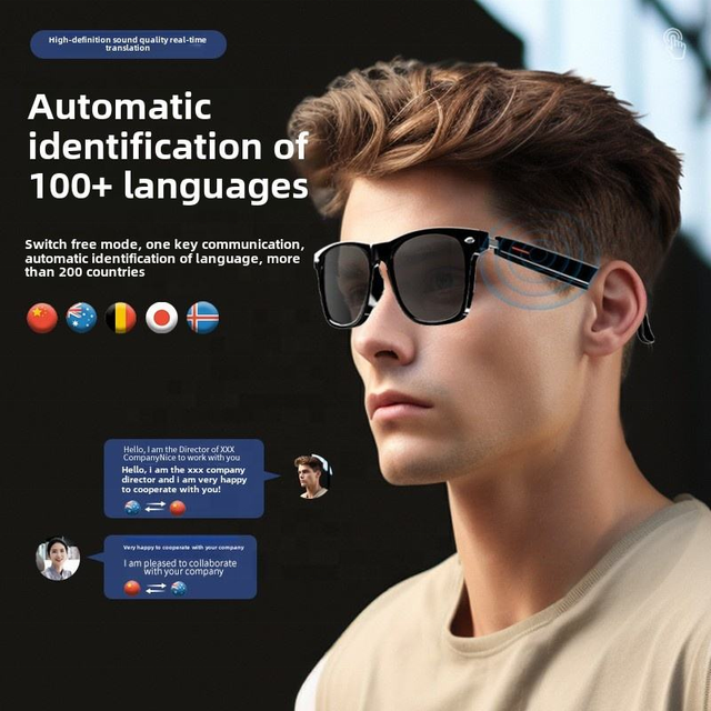 High Quality Smart AI Translation Glasses 100+ Multi-Language Real-Time Interpretation Smart Glasses Listening Songs Answering