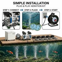 Pompe à air étanche de type boîte à 8 diffuseurs, sans huile, haute efficacité, pour bassin et lac jusqu'à 4 acres, vente directe usine