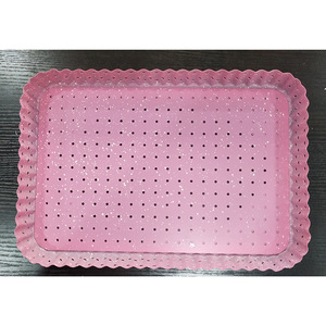 Plaque de cuisson en acier au carbone, forme irrégulière, perforée, rose, pour la cuisson - Product Image 1