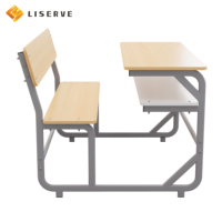 Meubles d'éducation modernes et durables en métal et en plastique, table et chaise d'étudiant pour salle de classe, sièges doubles, banc d'école