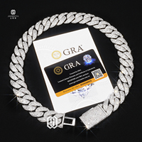 22MM GRA bersertifikat mode perak murni 925 D warna VVS Moissanite berlian Hip Hop Moissanite Kuba Tautan kalung rantai