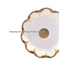 Assiette en papier d'estampage à chaud jetable coréen japonais 300g assiette peu profonde à pétales classiques pour ménage fête gâteau noix vaisselle