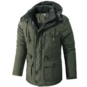 Veste d'hiver chaude en laine à capuche pour homme, taille plus, avec plusieurs poches, veste décontractée pour la chaleur et le confort - Product Image 5