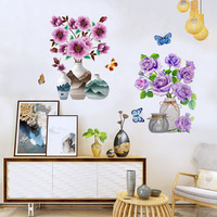 Autocollants muraux en PVC autocollants imperméables 3D Autocollants muraux de fond de vase artificiel stéréo Trous de remplissage Garde-robe décorative