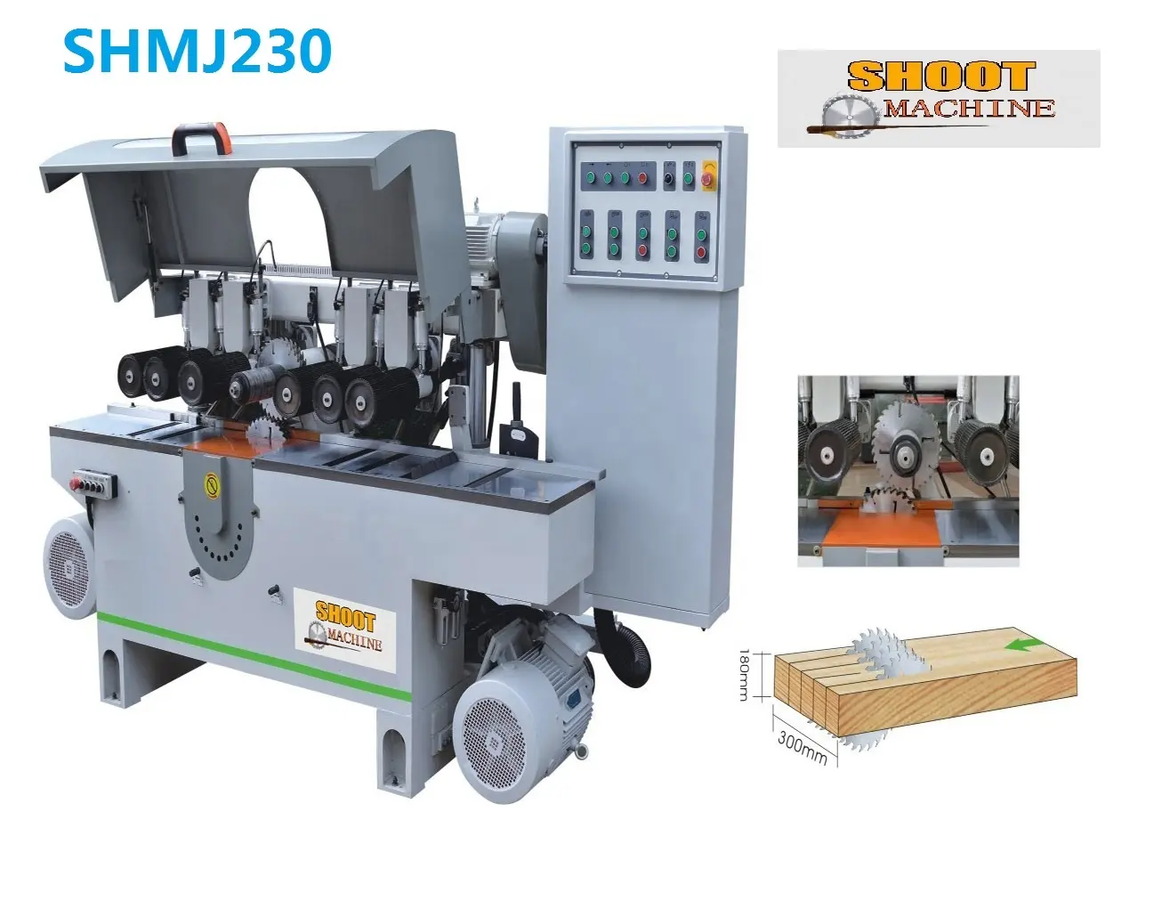 Disparar marca de madera de Rip de la máquina de la sierra con arriba y abajo hoja de sierra SHMJ230/SHMJ226A