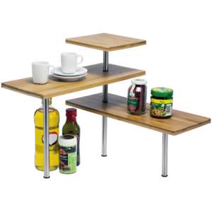 Étagère <span class=keywords><strong>d</strong></span>'<span class=keywords><strong>angle</strong></span> réglable en bambou à 3 niveaux pour comptoir - Product Image 1