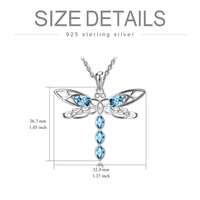 YFN Jewelry Collier pendentif libellule en cristal de forme ovale bleue en argent sterling 925