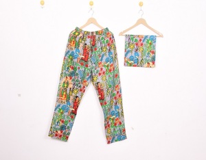 Ensemble de pyjama en coton de qualité supérieure, style vintage, satiné, longueur genou, boutonné, imprimé à la main, respirant, vêtements de nuit d'été - Product Image 3