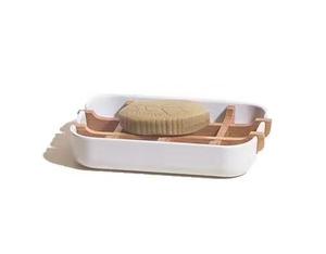 Conjunto de jabonera ecológica y Bolsa, soporte de madera de bambú con forma cuadrada para bañera, plato para cocina, baño y ducha - Product Image 4
