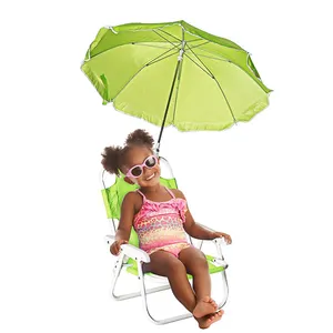 Groothandel Ultralight Camping Zetel Fauteuil Kinderen Outdoor Vouwen Metalen Strand Stoel Met Klem Paraplu Voor Kids Baby