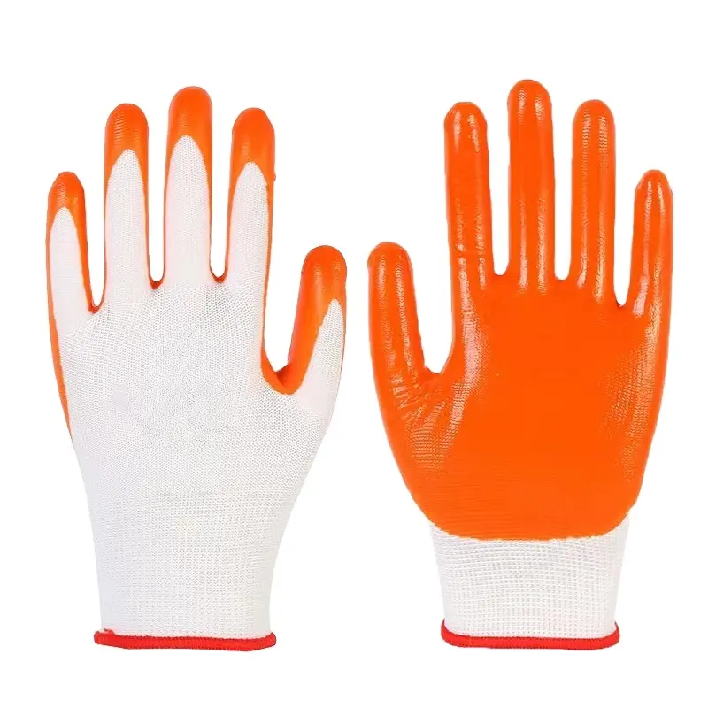 Shuoya custom logo 13 Gauge Nylon Nitrile Palm Coated Gloves mechanic gloves Oil and water proof nitrile work gloves