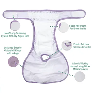 XS - XL Female Dog Diapers Absorbent Pads WATERPROOF Leak Proof Washable For Small And Large Pet