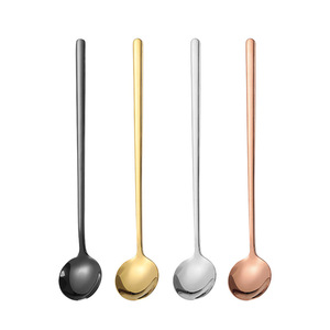 <span class=keywords><strong>Cucchiaino</strong></span> da Tè con Manico <span class=keywords><strong>Lungo</strong></span> in Acciaio Inox Lucidato a Specchio con Logo Personalizzato e Rivestimento in Oro PVD per Miscelare Caffè, Latte e Gelato - Regalo - Product Image 1
