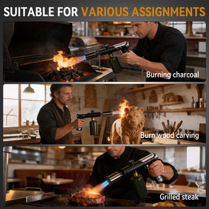Lance-flammes vintage rechargeable en acier inoxydable et alliage de zinc, torche à propane d'extérieur, <span class=keywords><strong>chalumeau</strong></span> de barbecue - Product Image 4