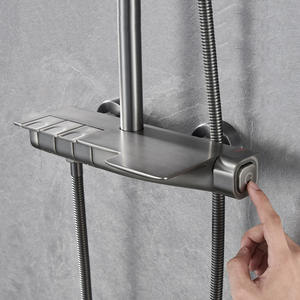 Juego de Ducha de Lujo al por Mayor, Totalmente en Cobre, con Diseño de Teclas de Piano, Montado en la Pared, Grifo Mezclador de Agua Caliente para Baño, Color Gris Metálico - Product Image 2