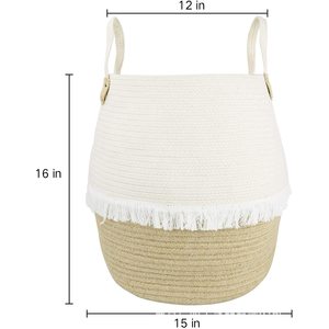 Woven Storage <b>Basket</b> Rectangle <b>Foldable</b> With Handle Khaki Color Clothing Organizer - Product Image 5