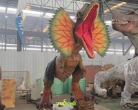 Dinosaures animatroniques, modèle de dinosaure à commande par servomoteur, taille réelle, en silicone, Dilophosaurus, parc d'aventure, intérieur/extérieur, à vendre