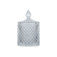 Bocaux de rangement ronds en verre transparent de luxe pour bonbons avec couvercle, pots à bougies en verre haut de gamme vides de 5 oz pour la décoration de la maison et des hôtels