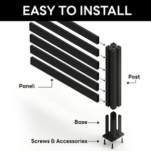 Paneles de Cerca Exteriores de Aluminio Duradero Huicheng, Diseño Moderno de Listones Horizontales para Cercas de Piscina, Jardín, Patio, Privacidad, Modelado 3D - Product Image 5