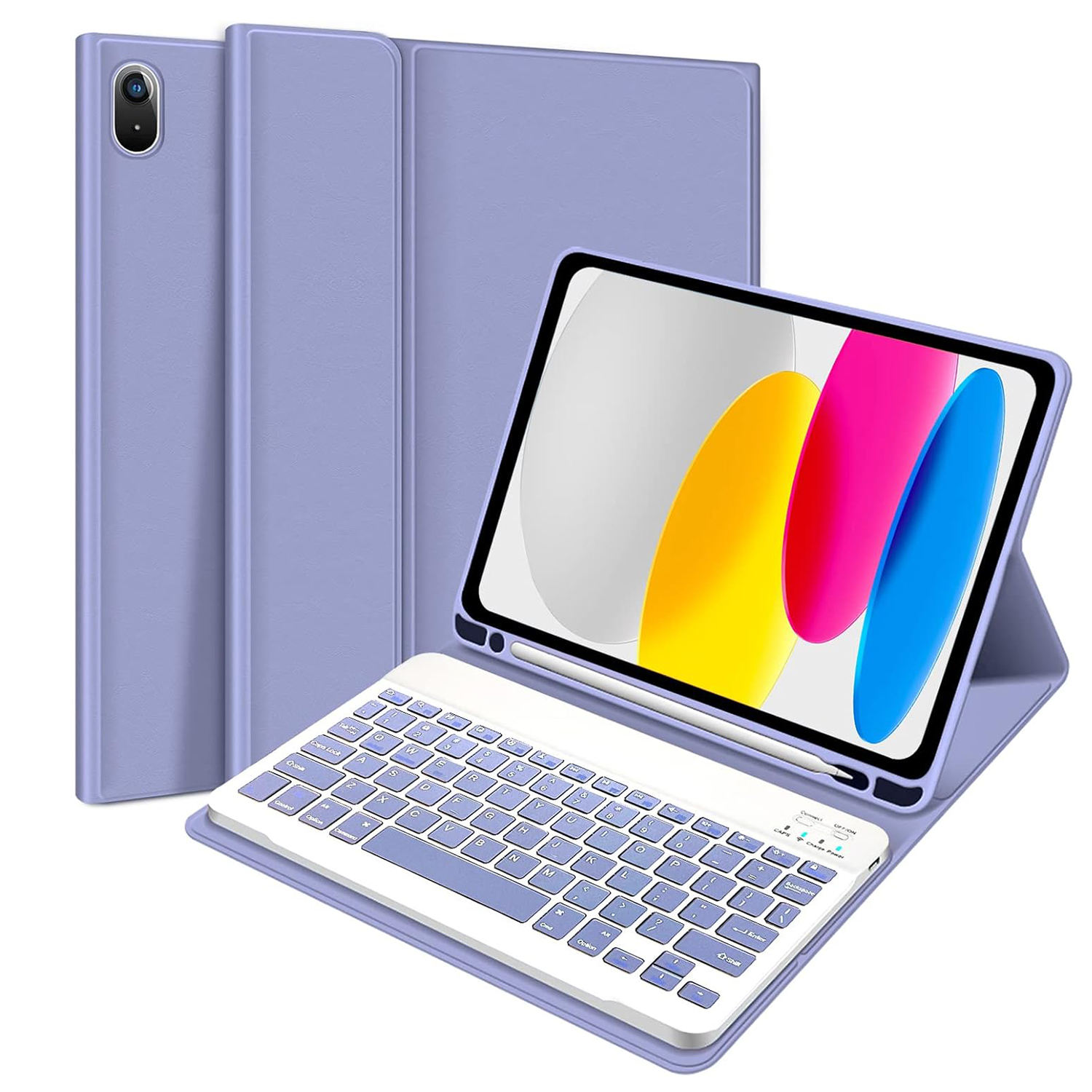 Étui lavande + clavier lavande blanc