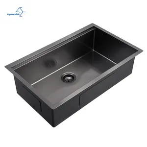 Kostenloser Versand 30 Zoll Under mount Workstation Spüle 16 Gauge PVD Nano Gun metal Black Handmade Kitchen Sink