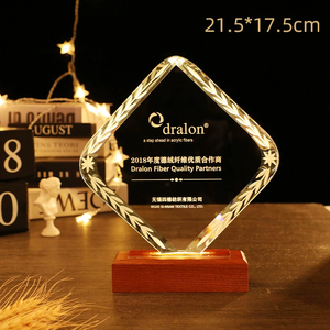 Fábrica al por mayor Led cristal <span class=keywords><strong>madera</strong></span> <span class=keywords><strong>trofeos</strong></span> medallas placas diseño personalizado Champions League trofeo con Base de <span class=keywords><strong>madera</strong></span> Led - Product Image 2