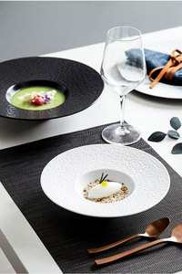 Gran oferta, 1 pieza, plato cargador de porcelana de cerámica, plato de cena, juego de cuencos en oro/Blanco/Negro/plata para bodas, cumpleaños, 1 pieza MOQ - Product Image 3