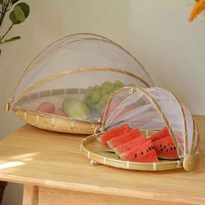 FLY-proof giỏ tre gấp nhà bếp trái cây rau bánh mì phục vụ khay di động ngoài trời dã ngoại Lưới <span class=keywords><strong>Net</strong></span> Bìa lưu trữ giỏ - Product Image 2
