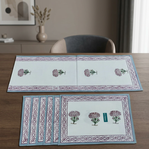 Juego de Camino de Mesa y Tapete con Estampado Floral Étnico, 100% Lona de Algodón, Decoración para Mesa de Comedor, para el Hogar y la Sala de Estar - Product Image 2