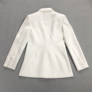 Completo da Donna Due Pezzi con Blazer Bianco a Maniche Lunghe e Pantaloni <span class=keywords><strong>in</strong></span> <span class=keywords><strong>Pizzo</strong></span> per Occasioni di Lavoro o Feste Eleganti - Product Image 4