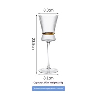 Gobelet en verre cristal à rayures verticales minimalistes style nordique avec bordure dorée pour vin et cocktails – Lot de verres