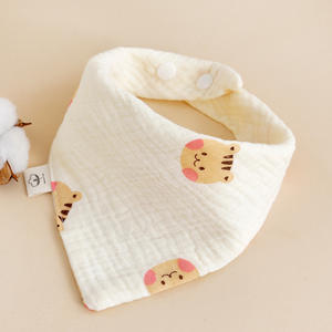 2025 Niedliches Tiermuster Multifunktionales Baumwoll-Lätzchen 4-Lagig Mehrfarbiges Dreieck-Lätzchen für Mädchen und Kinder mit Tropftuch-Design - Product Image 4