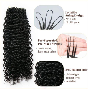 Extensiones de Cabello Humano Ondulado Profundo para Crochet, Pre-Separadas, <span class=keywords><strong>con</strong></span> Efecto Pluma, Invisibles, para Mujer - Product Image 3