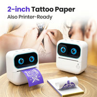 Imprimante d'étiquettes thermiques portable mini 2-en-1 multi-tailles pour tatouages, batterie 1200 mAh, 203 DPI, garantie 1 an, papier 58 mm