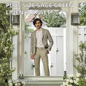 Ensemble 2 pièces de <span class=keywords><strong>costume</strong></span> en lin <span class=keywords><strong>vert</strong></span> <span class=keywords><strong>sauge</strong></span> grande taille pour <span class=keywords><strong>homme</strong></span>, respirant, idéal pour <span class=keywords><strong>mariage</strong></span> estival ou tenue décontractée, coupe ajustée, simple boutonnage - Product Image 2
