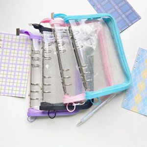 Bán Sỉ Bìa Đựng Sổ Tay A5 Lấp Lánh Bằng Nhựa Pvc Bìa Đựng Sổ Kế Hoạch Bằng Nhựa Trong Suốt Kèm 6 Vòng Chất Kết Dính Có Khóa Kéo - Product Image 1